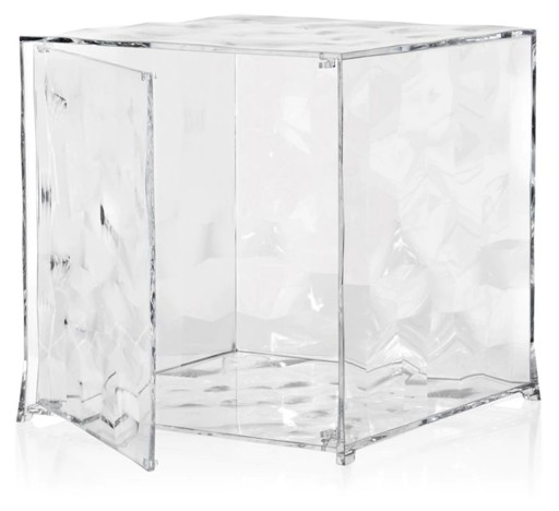 Etajera modulara cu usa Kartell Optic design Patrick Jouin 40x40x41cm transparent