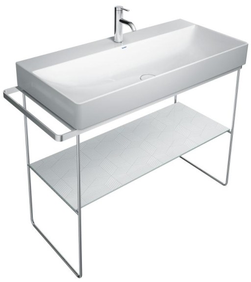 Consola metalica pe pardoseala pentru lavoar Duravit DuraSquare 865x451mm cu port-prosop reversibil fara raft crom