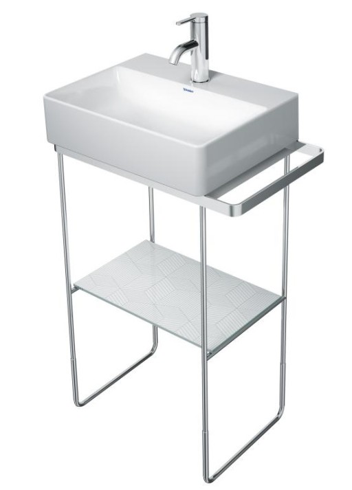 Consola metalica pe pardoseala pentru lavoar Duravit DuraSquare 516x333mm cu port-prosop reversibil fara raft crom