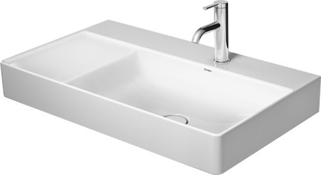 Lavoar Duravit DuraSquare 80x47 cm cuva dreapta fara preaplin cu capac ceramic pentru ventil inclus si finisaj suplimentar