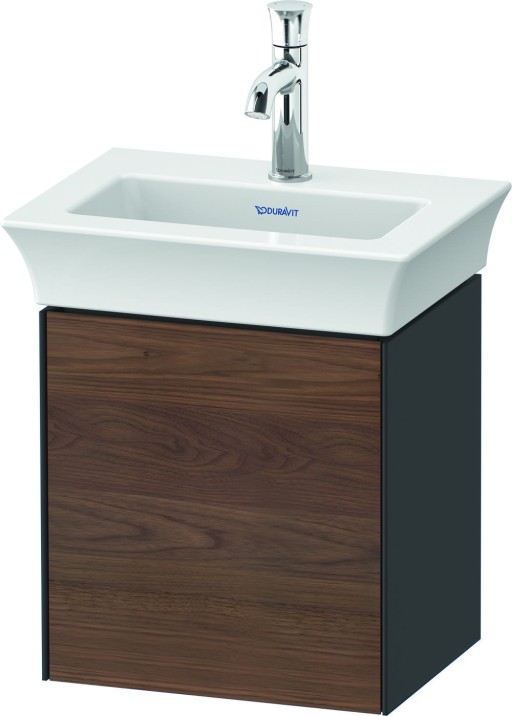 Dulap baza Duravit White Tulip cu 1 usa pentru lavoar 45cm American Walnut Solid Wood