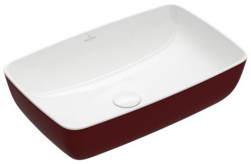 Lavoar tip bol Villeroy & Boch Artis 58x38cm fara orificiu baterie fara preaplin montare pe blat Bordeaux