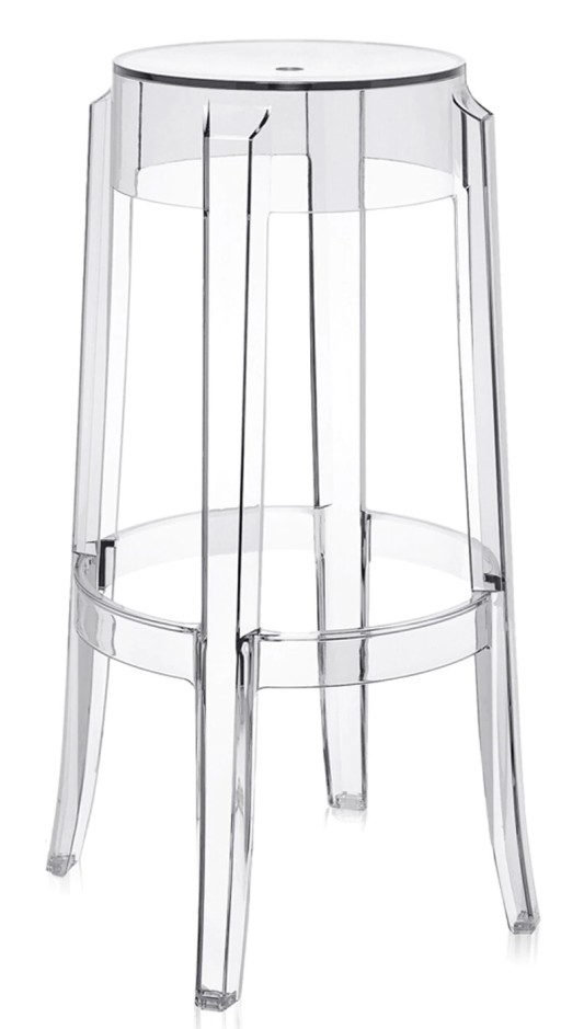 Set 2 scaune bar Kartell Charles Ghost 2005 design Philippe Starck h75cm  transparent