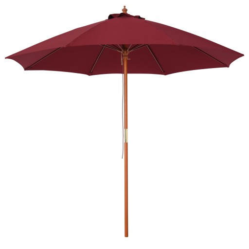 Outsunny Umbrelă de Soare pentru Grădină, din Lemn cu Acoperiș Antivânt, Roșie, Ø 3,8 x 253 cm | Aosom Romania