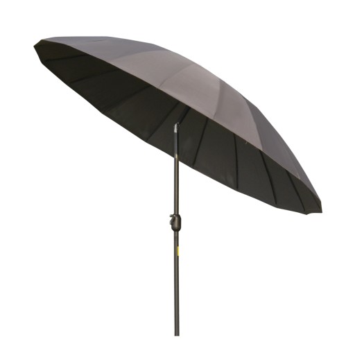 Outsunny Umbrelă de Grădină cu Manivelă, 18 Spite, Înclinabilă, Gri Închis, Ф255x240cm | Aosom Romania