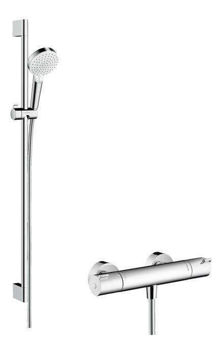 Baterie dus termostatata Hansgrohe Ecostat 1001 CL cu set de dus Crometta Vario cu bara 0.9m