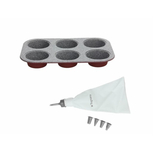 Set tava pentru briose si punga cu 4 duze de rezerva, Sweet Cherry, Tognana, otel carbon/silicon/plastic