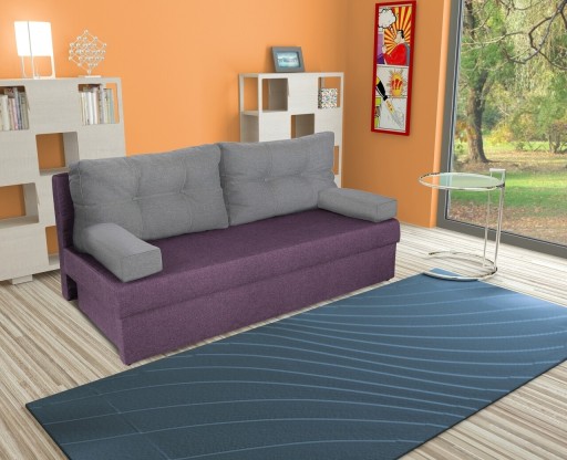 Canapea extensibila Alfi 192x80x77 cm cu lada de depozitare, Purple/Light Grey