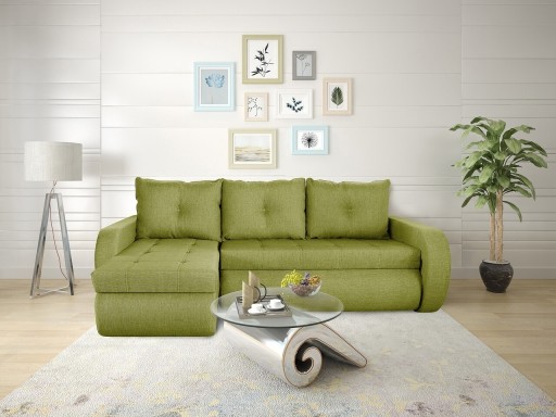 Coltar extensibil reversibil Siena Lux Lime 243x141x81 cm cu lada de depozitare