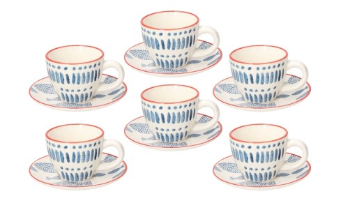 Set 6 cesti de cafea cu farfurii, Metropolis Tirreno, Tognana, 95 ml, ceramica glazurata, multicolor