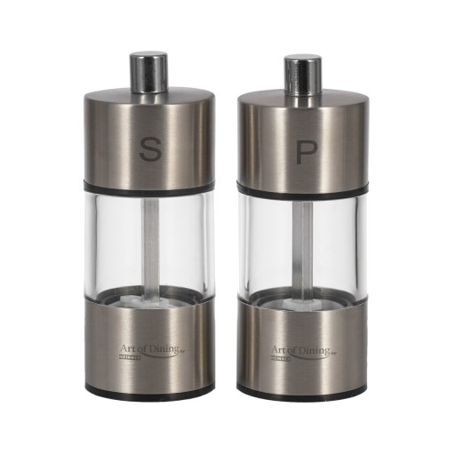 Set 2 rasnite pentru sare si piper, Heinner, 9 cm, inox/presa din ceramica