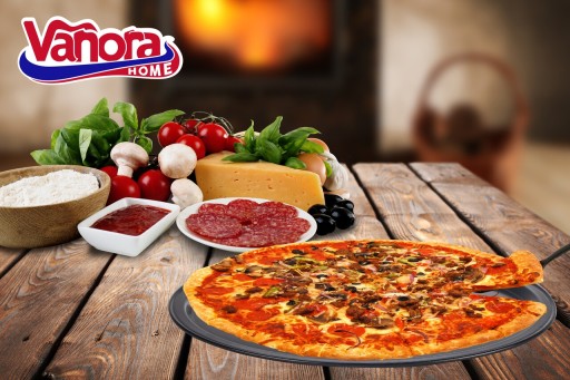 Tava pentru pizza Vanora, Ø33.5 cm, otel carbon, negru