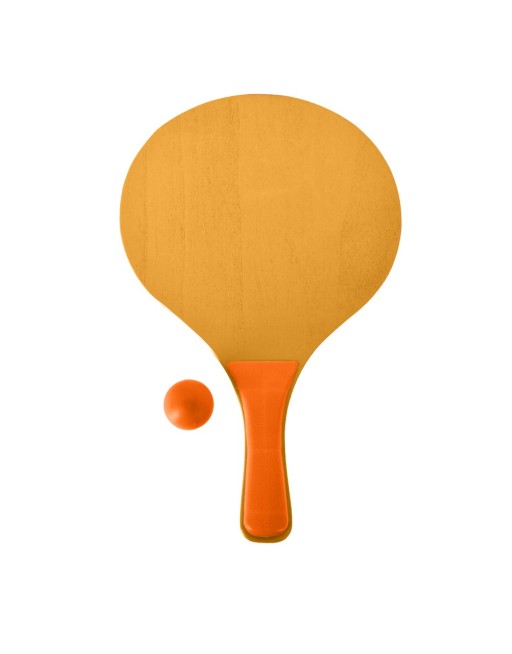 Set ping pong pentru plaja, 3 piese, lemn, portocaliu/galben