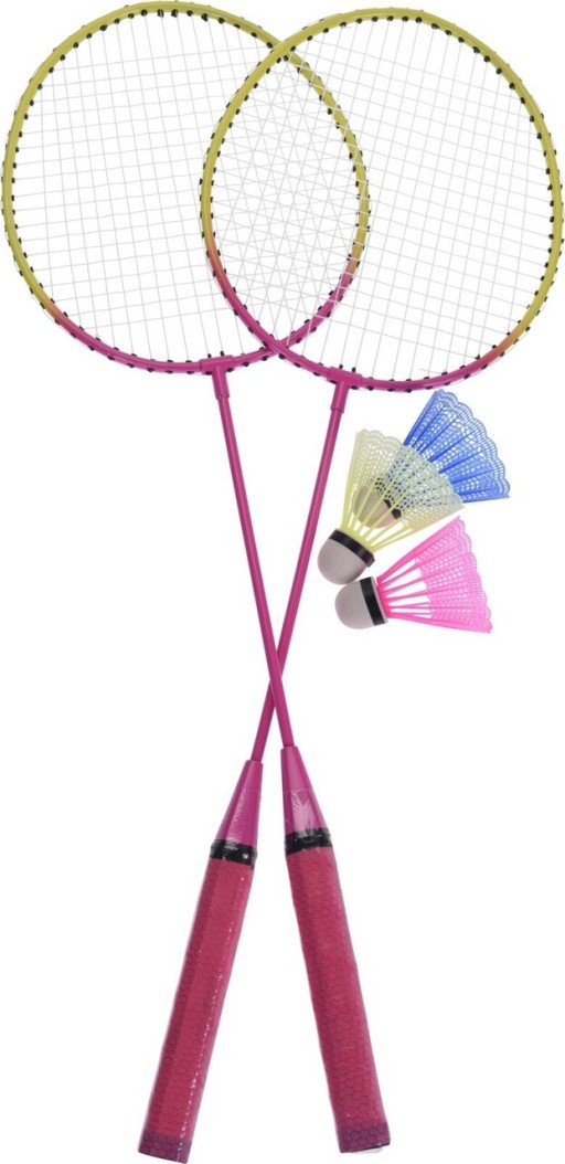 Set badminton pentru plaja, 5 piese, metal, roz