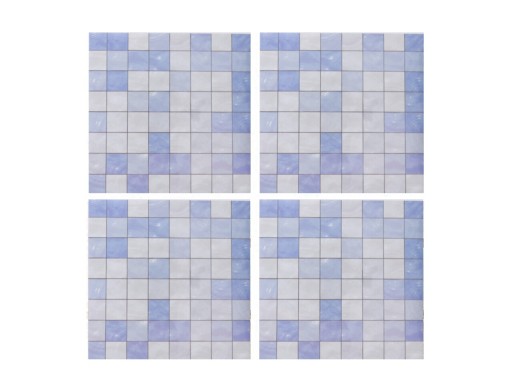 Autocolant decorativ Plaid, 15x15 cm, 8 piese, polipropilena, albastru