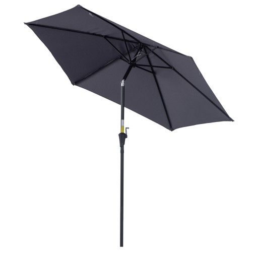 Outsunny Umbrelă de Grădină cu Manivelă, Structură din Aluminiu, Poliester Rezistent la UV, Φ2.7x2.35m, Gri și Negru | Aosom Romania