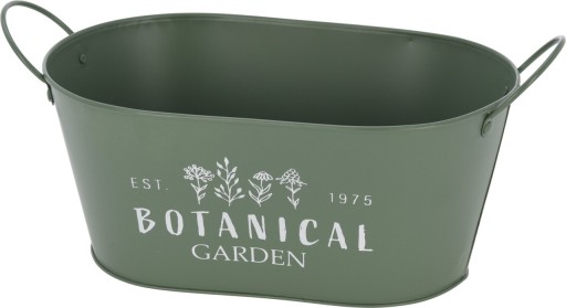 Ghiveci Botanical, 26.3x16.5x12 cm, metal, verde