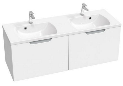 Dulap baza pentru lavoar dublu Ravak SD Classic II 1300 cu 2 sertare 130cm alb-gri