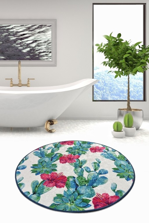 Covoras de baie Spago, Chilai, Ø140 cm, multicolor