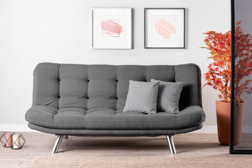 Canapea extensibila Misa Sofabed, Futon, 3 locuri, 198x128 cm, metal, gri