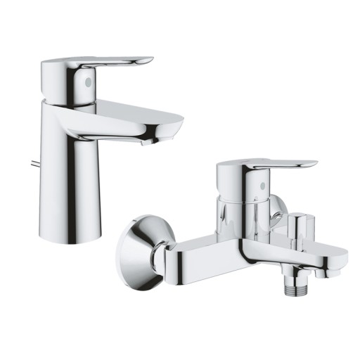 Pachet: Baterie cada/dus Grohe Bau Edge-23334000 + Baterie lavoar Grohe Bau Edge-23328000