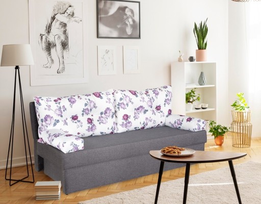 Canapea extensibila Alfi Grey 192x80x77 cm cu lada de depozitare, Magnolia