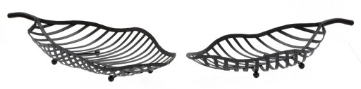 Set 2 platouri decorative Leaf Black, Mauro Ferretti, 61x25x7.5 cm, fier