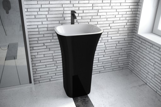 Lavoar free-standing Besco Assos Black & White 40x50x85cm compozit mineral negru