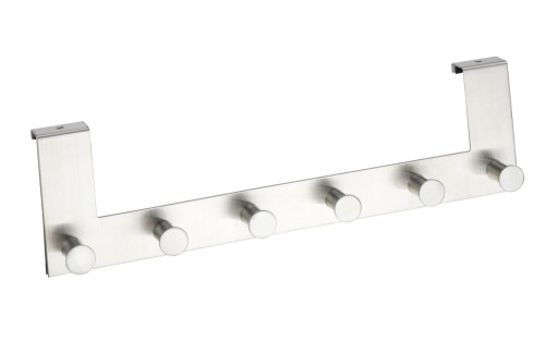 Suport pentru prosoape/haine suspendabil pe usa, Wenko, Celano, 6 carlige, 39 x 11 x 5.5 cm, inox