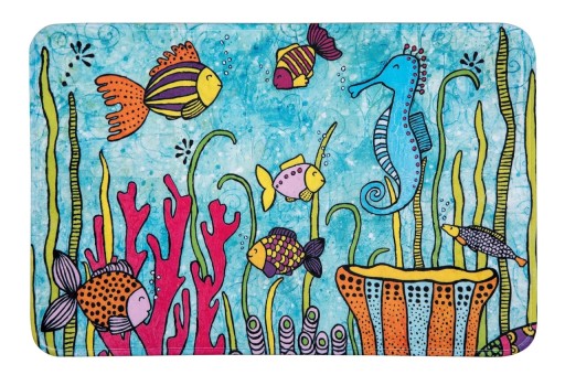 Covoras de baie, Wenko, Ocean Life, 45 x 70 cm, poliester, multicolor