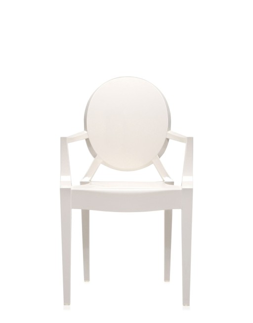 Set 2 scaune Kartell Louis Ghost design Philippe Starck alb lucios