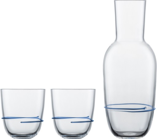 Set carafa si 2 pahare Zwiesel Glas Aura cristal Tritan albastru