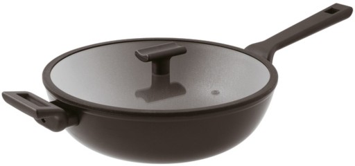 Tigaie tip WOK cu capac Sambonet Titan Pro Double 30cm 5 litri inductie negru