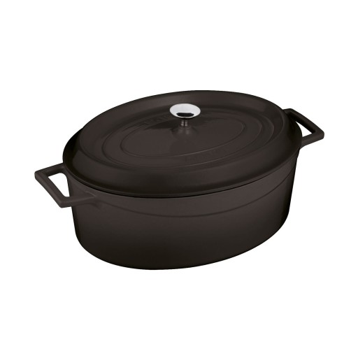 Cratita din fonta emailata Paderno Cast Iron 25cm 3.3 litri capac fonta inclus negru