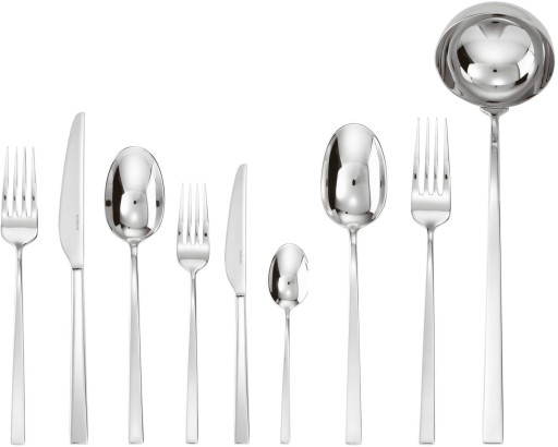 Set tacamuri Sambonet Linea Q Orfevre Handle 75 piese inox placat cu argint