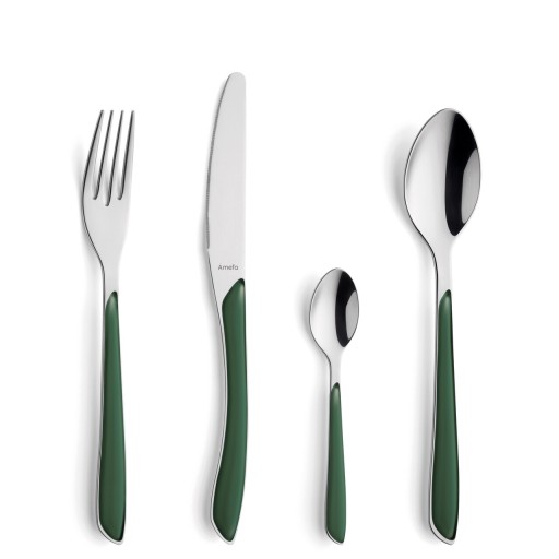 Set tacamuri 24 piese, Amefa, Eclat, inox, verde inchis