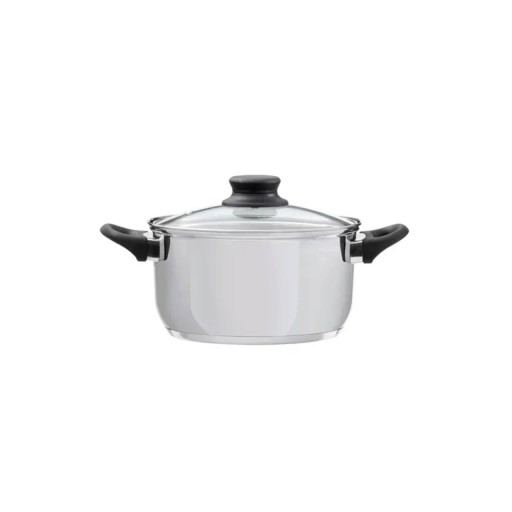 Oala cu capac Lima, Domotti, Ø16 cm, 1.8 L, inox/sticla, argintiu