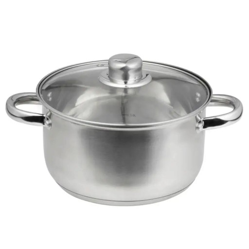 Oala cu capac Santo, Domotti, Ø24 cm, 5.8 L, inox/sticla, argintiu