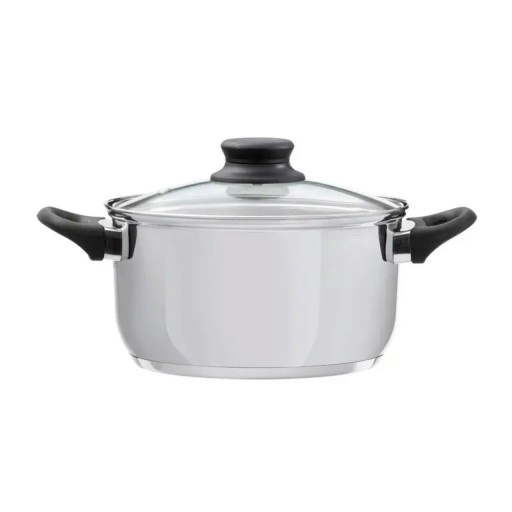 Oala cu capac Lima, Domotti, Ø24 cm, 6.1 L, inox/sticla, argintiu