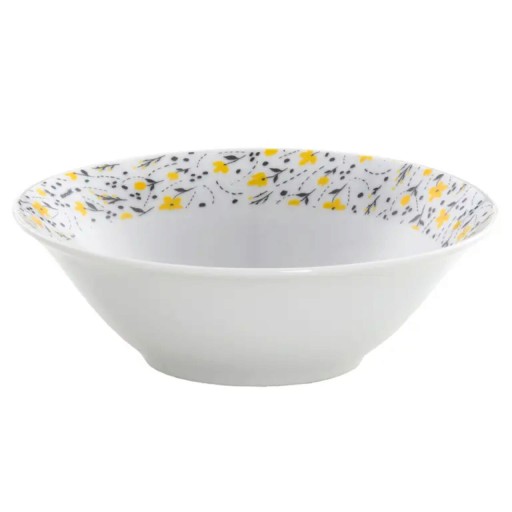 Bol salata Amarillo, Domotti, Ø23 cm, 1.3 L, portelan, alb/galben