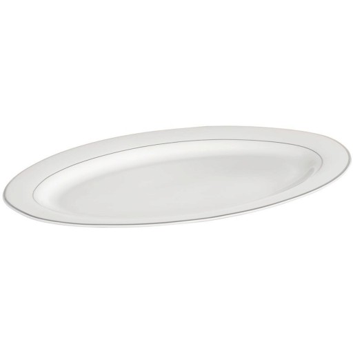 Platou servire Aura Silver, Ambition, 35.5 x 25 cm, portelan New Bone China, alb