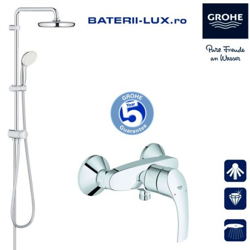 Coloana dus Grohe New Tempesta 210+baterie cabina dus Eurosmart ( 26381001,33555002)