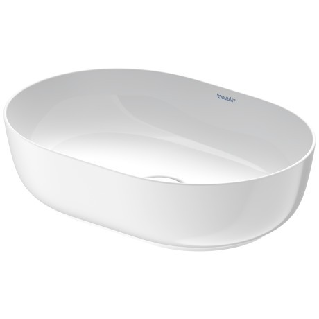 Lavoar tip bol Duravit Luv 50x35cm fara orificiu baterie fara preaplin montare pe blat WonderGliss include capac ceramic alb