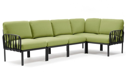 Canapea modulara exterior Nardi Komodo 5 294x154cm cadru antracit perne verde avocado Sunbrella