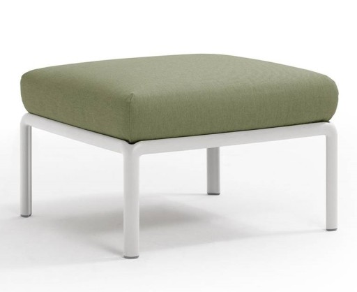 Pouf exterior Nardi Komodo 5 72x72cm cadru alb perna verde giungla Sunbrella