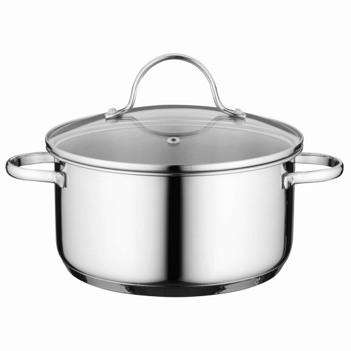 Cratita cu capac BergHOFF, Essentials Comfort, Ø 18 cm, 2.2 L, inox 18/10, capac din sticla