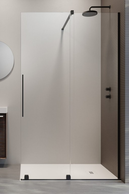 Cabina de dus tip Walk-in Radaway Furo Black 90 cm orientare dreapta