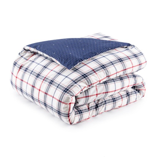 Cearceaf pentru pilota Tommy Hilfiger Navy Checks 260x240cm Natural