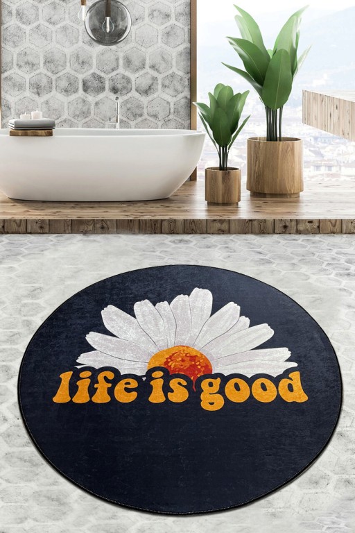 Covoras de baie, Chilai Home, Life Is Good Djt (80 cm), Poliester, Multicolor