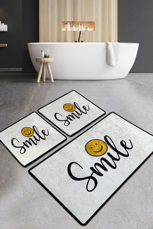 Set covoraș de baie (3 bucăți), Chilai, Smile Djt, Poliester, Multicolor